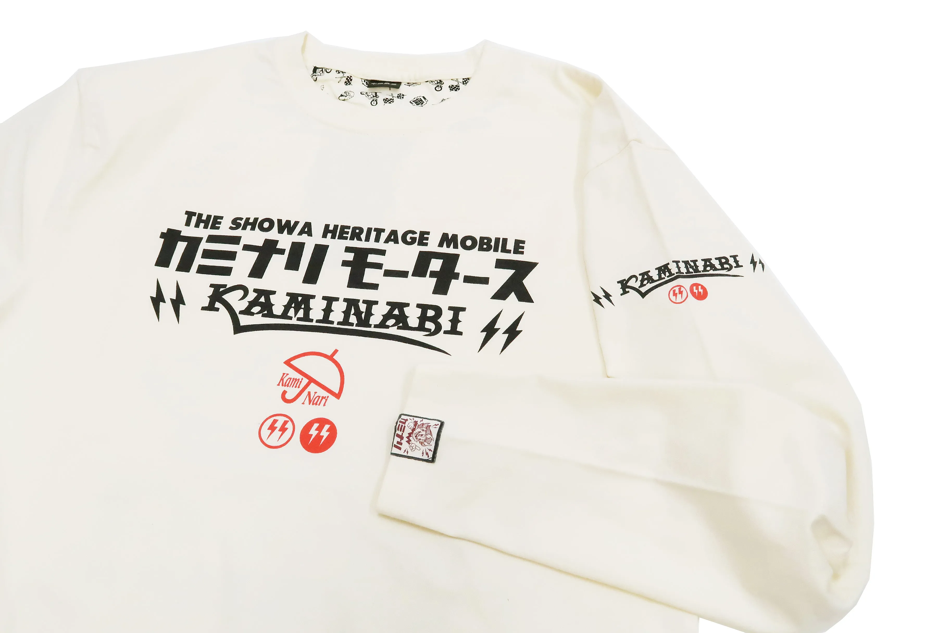 Kaminari T-Shirt Men's Classic Japanese Car Graphic Long Sleeve Tee Efu-Shokai KMLT-223 Off-White