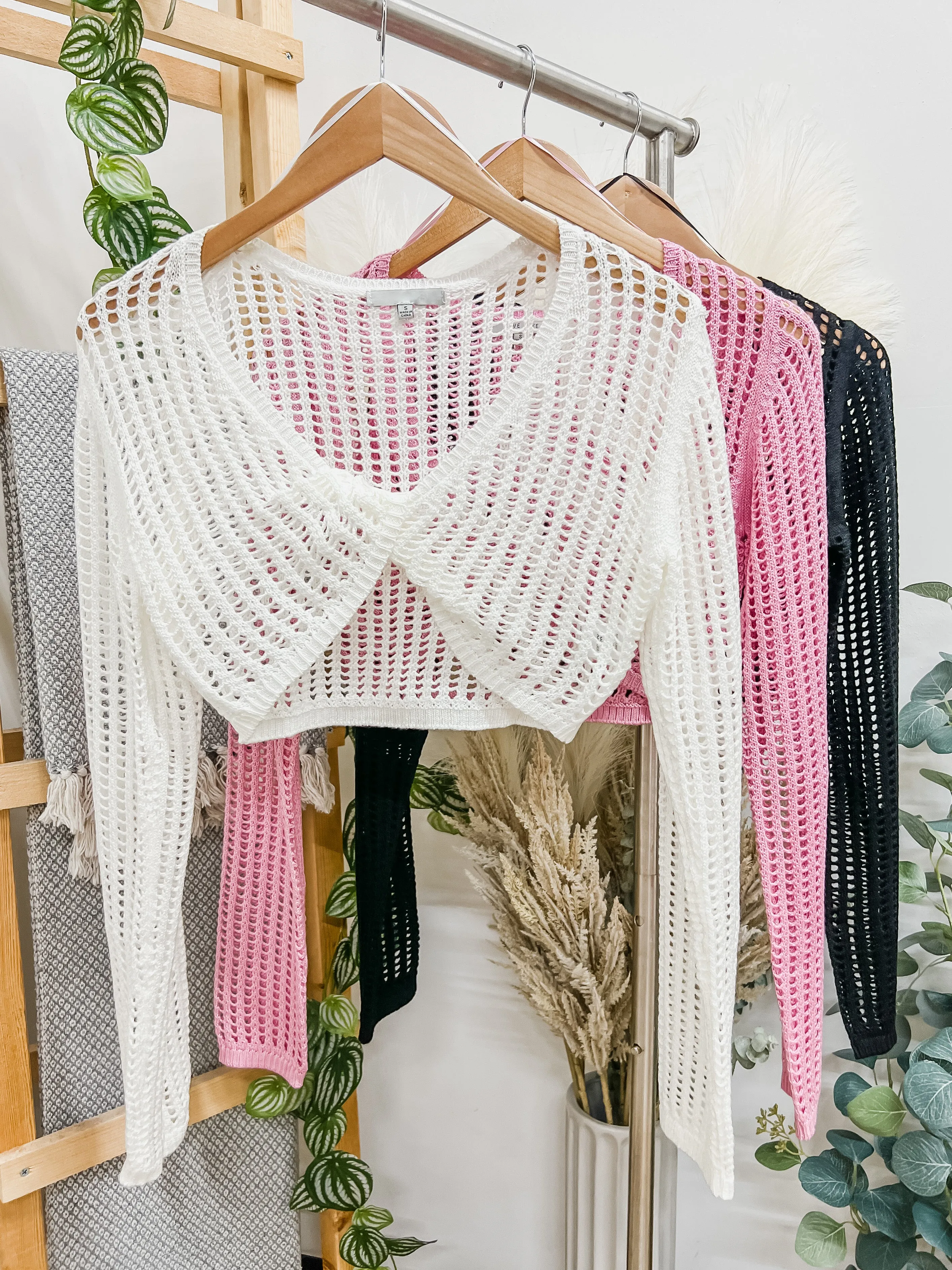 Kelsea Crochet Knit Cropped Cardigan