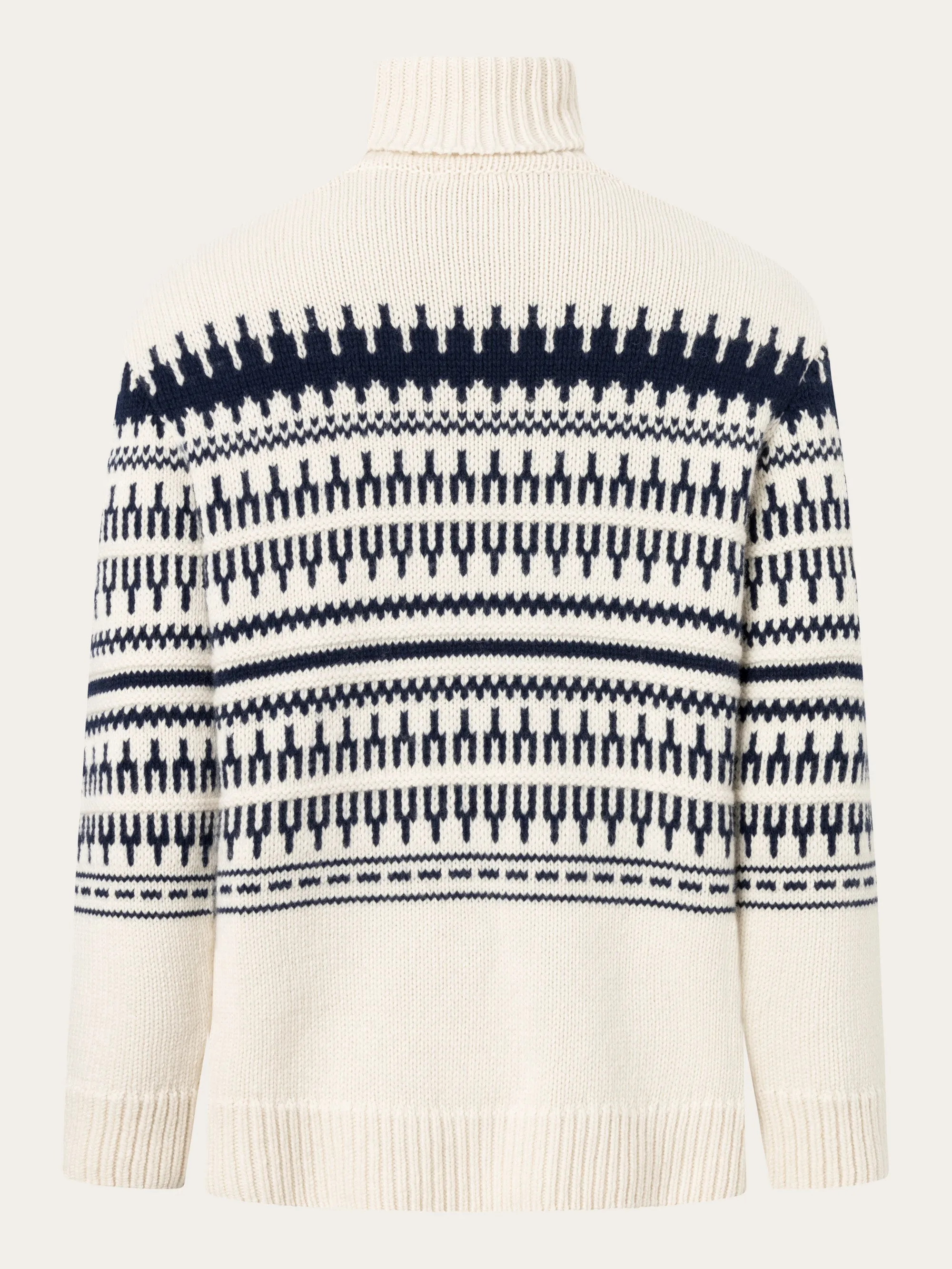 Knitted pattern roll neck - Beige stripe