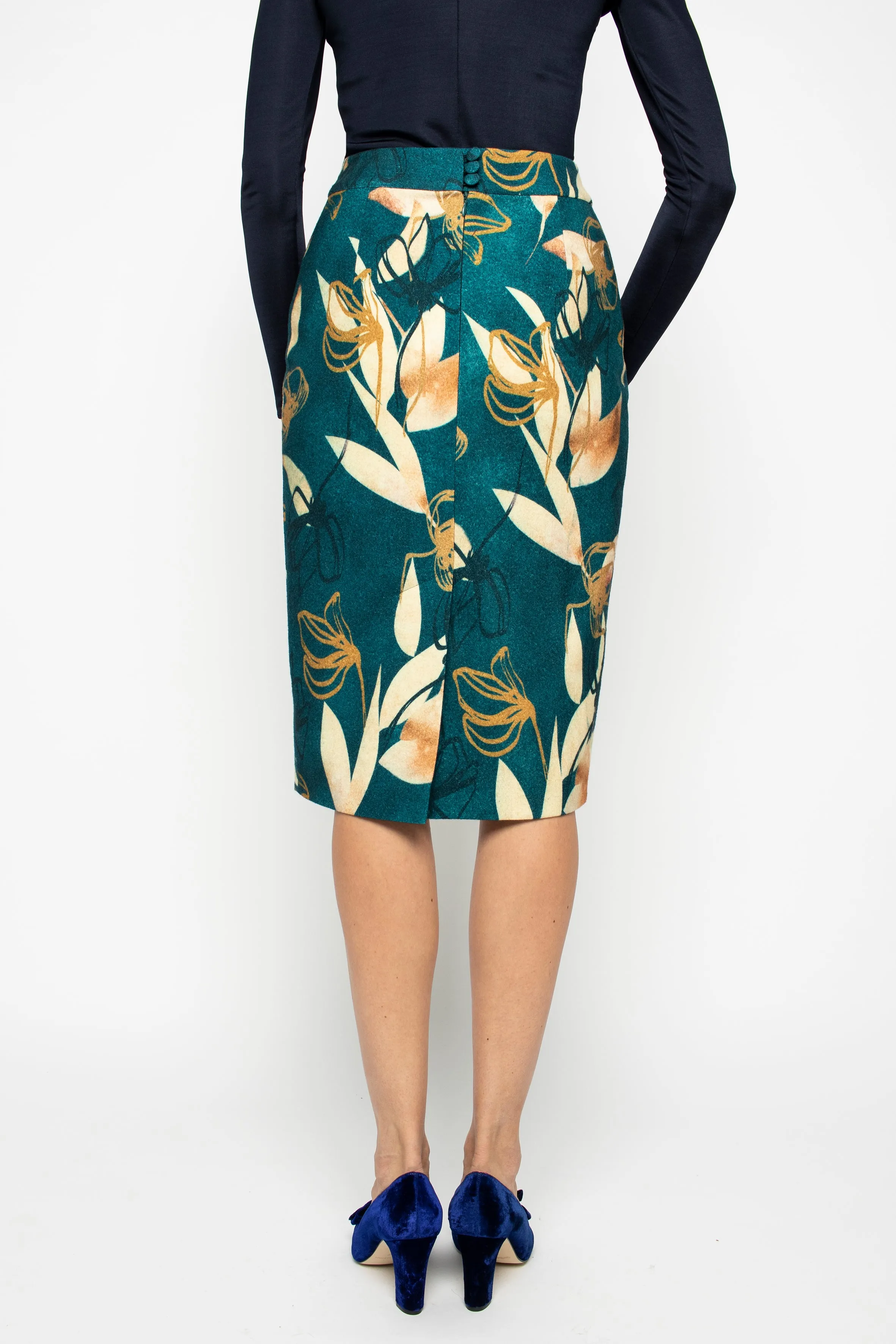 LAGETTA PETROL BLUE PENCIL SKIRT