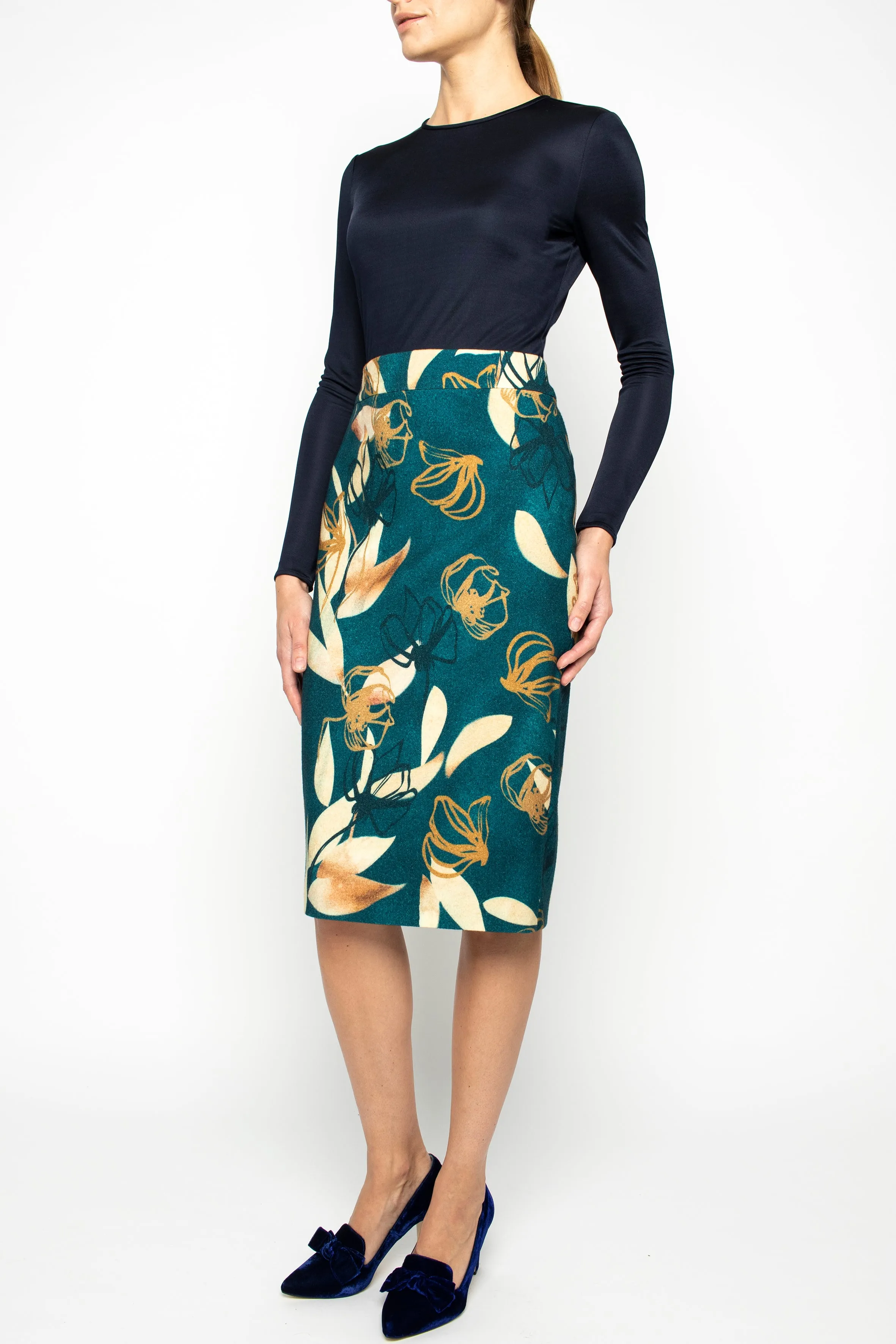 LAGETTA PETROL BLUE PENCIL SKIRT