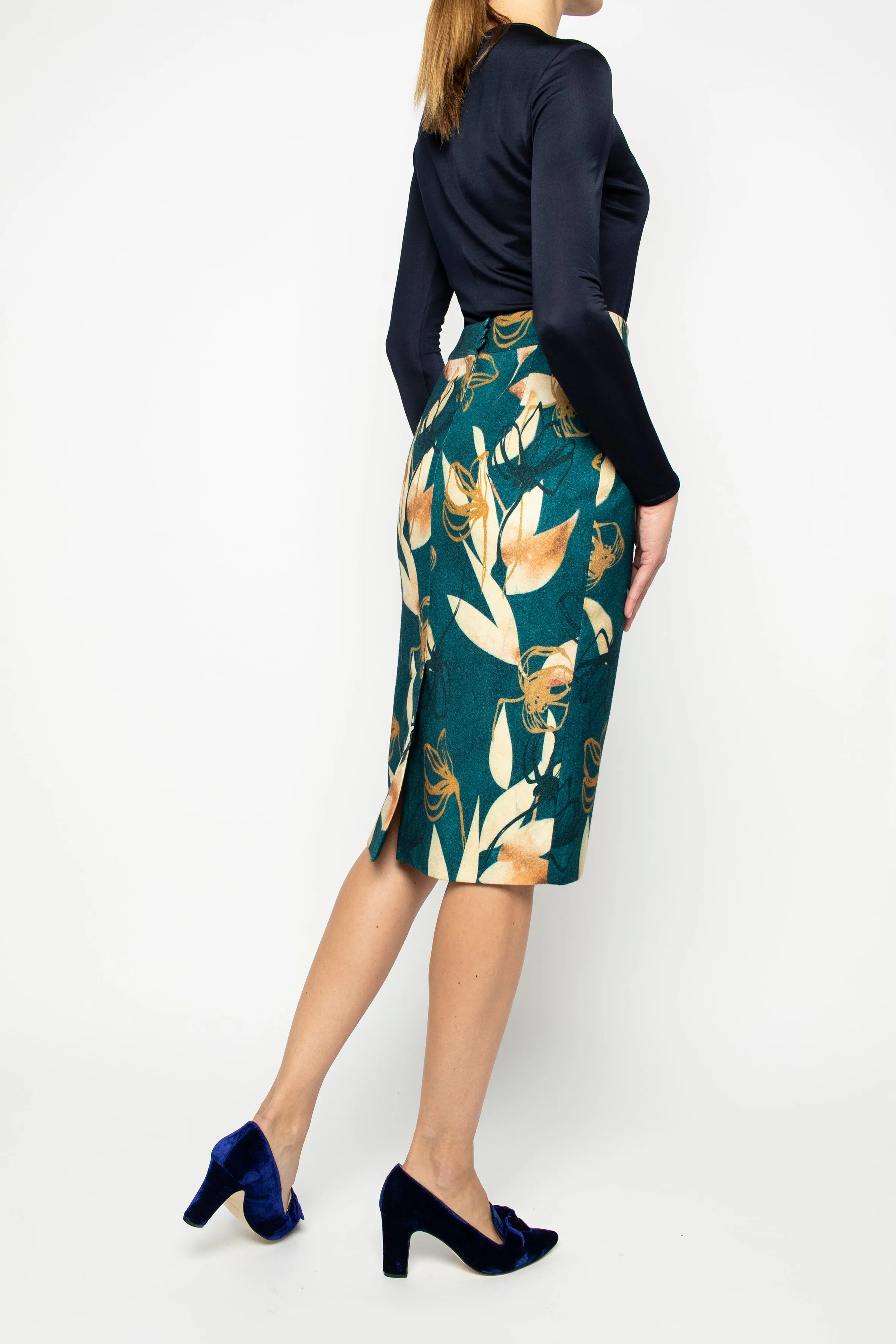 LAGETTA PETROL BLUE PENCIL SKIRT