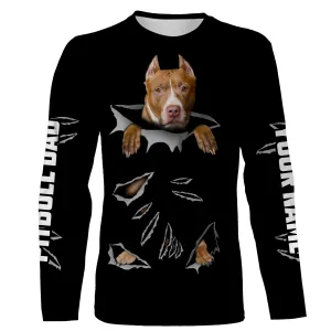 Love Pitbull Dog Long Sleeve, Custom Name Pitbull Shirt for Pitbull Dad Men Women