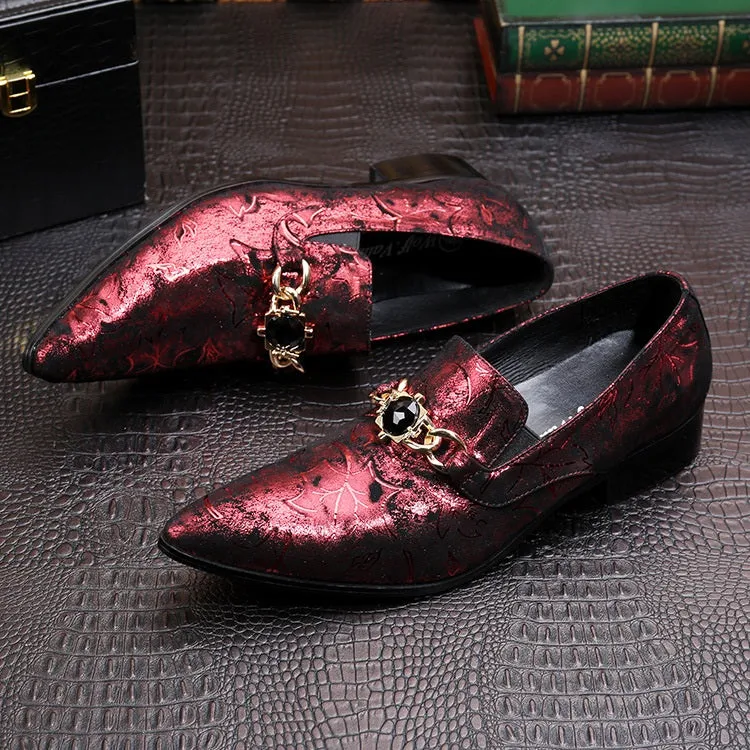 Low Top Slip on Pointed Men Oxford with Decoration