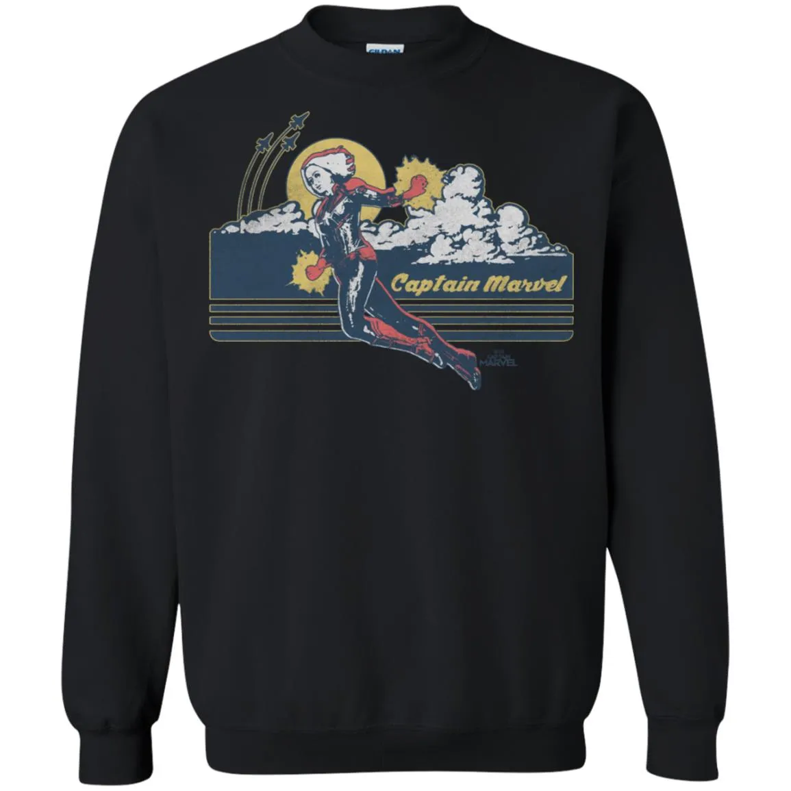 Marvel Captain Marvel Flight Clouds Vintage Crewneck Pullover Sweatshirt