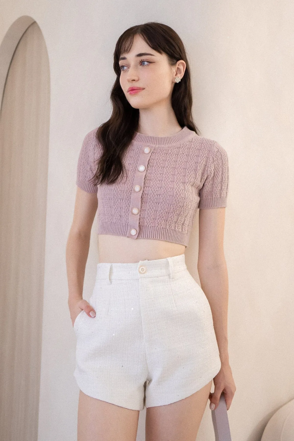 MEA KNIT TOP IN MAUVE PINK