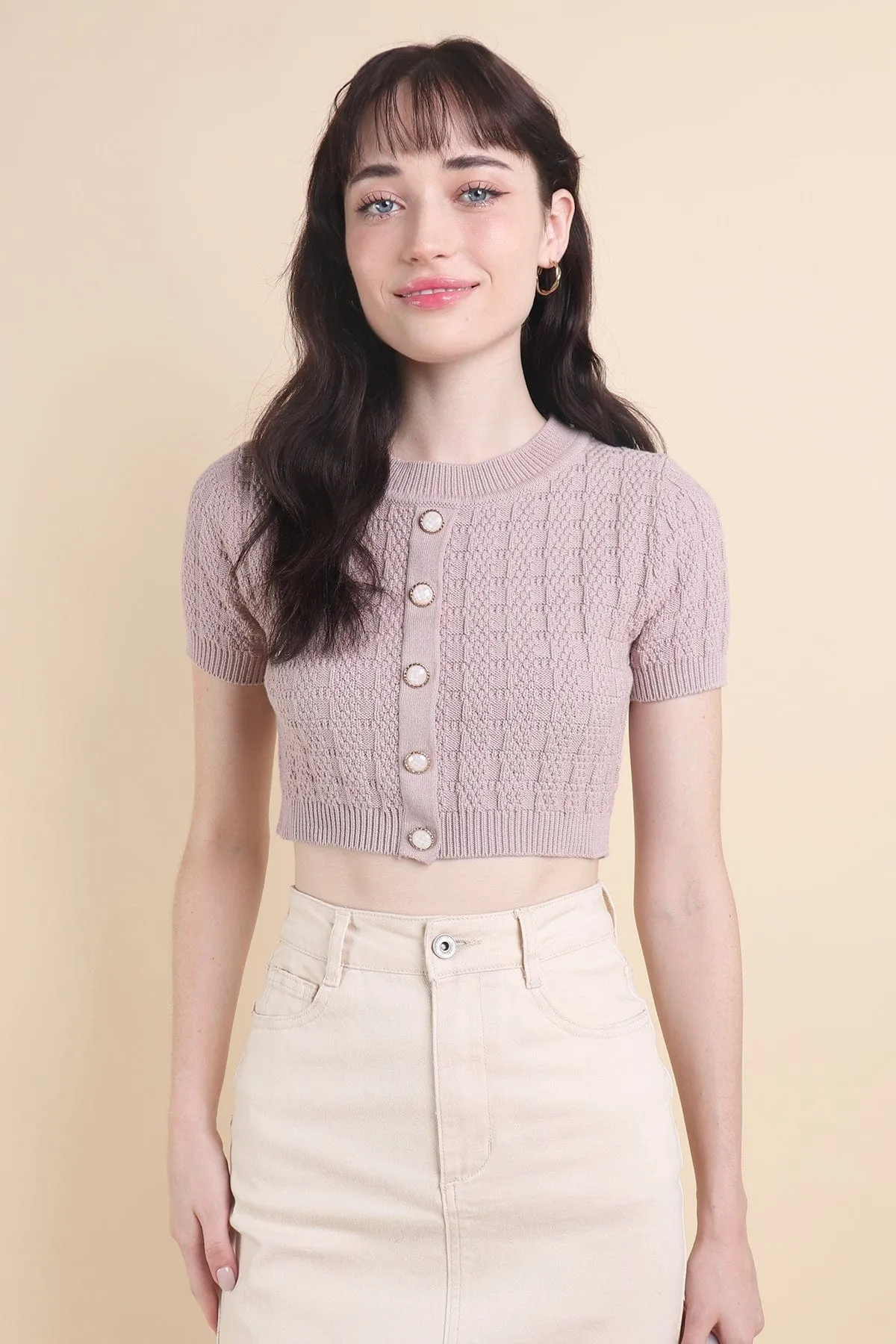 MEA KNIT TOP IN MAUVE PINK