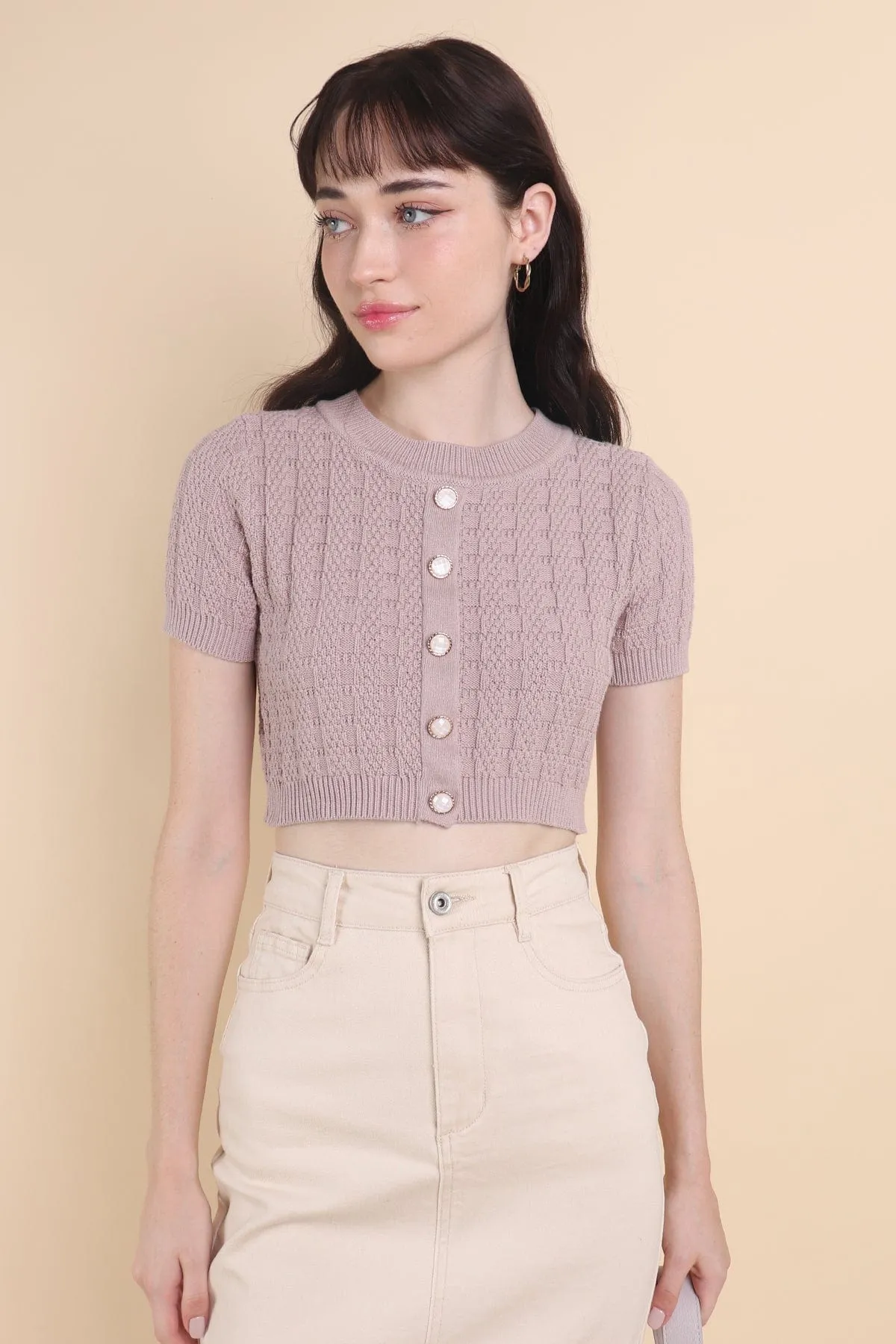 MEA KNIT TOP IN MAUVE PINK