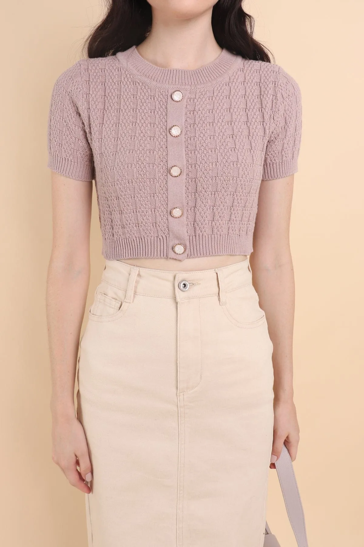 MEA KNIT TOP IN MAUVE PINK