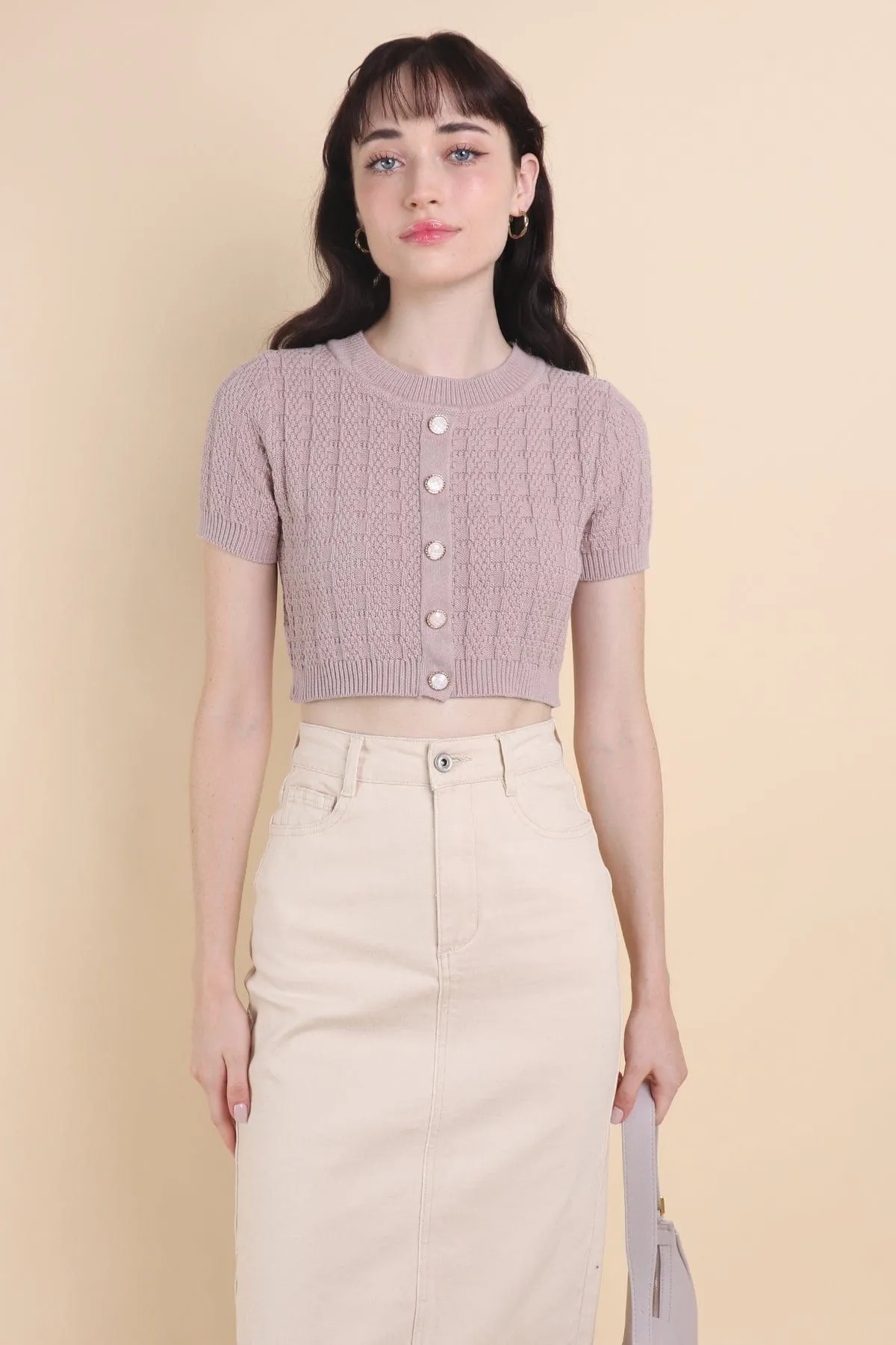 MEA KNIT TOP IN MAUVE PINK