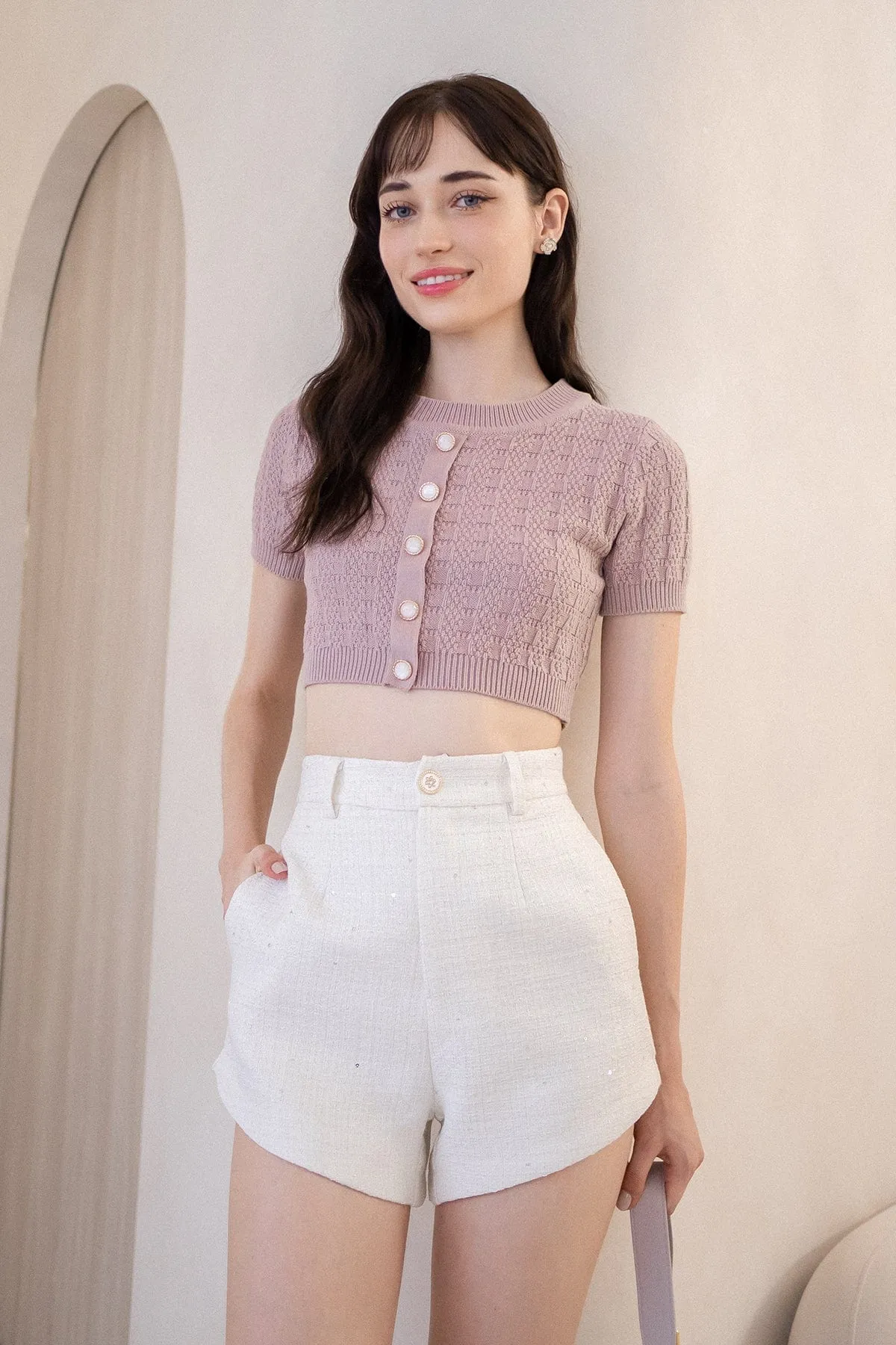 MEA KNIT TOP IN MAUVE PINK