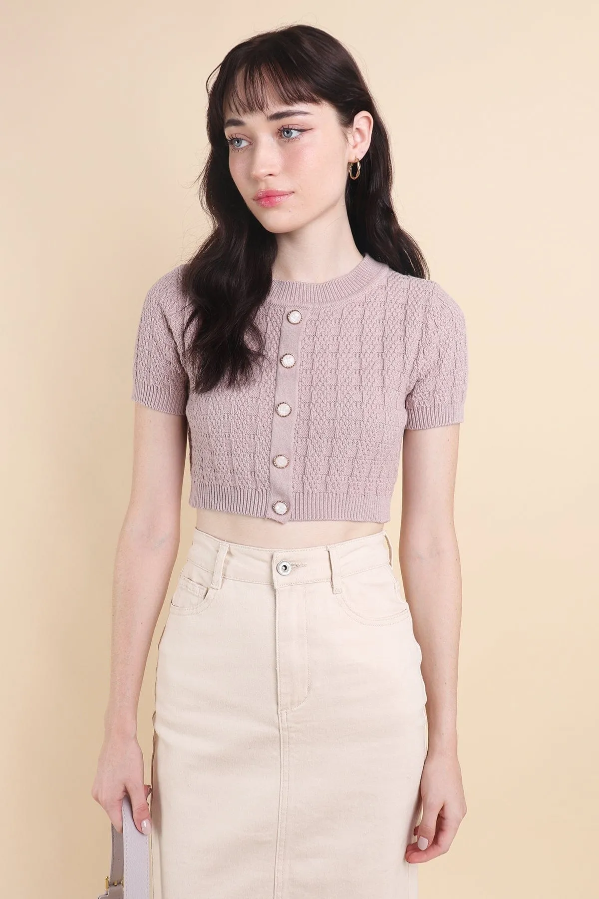 MEA KNIT TOP IN MAUVE PINK