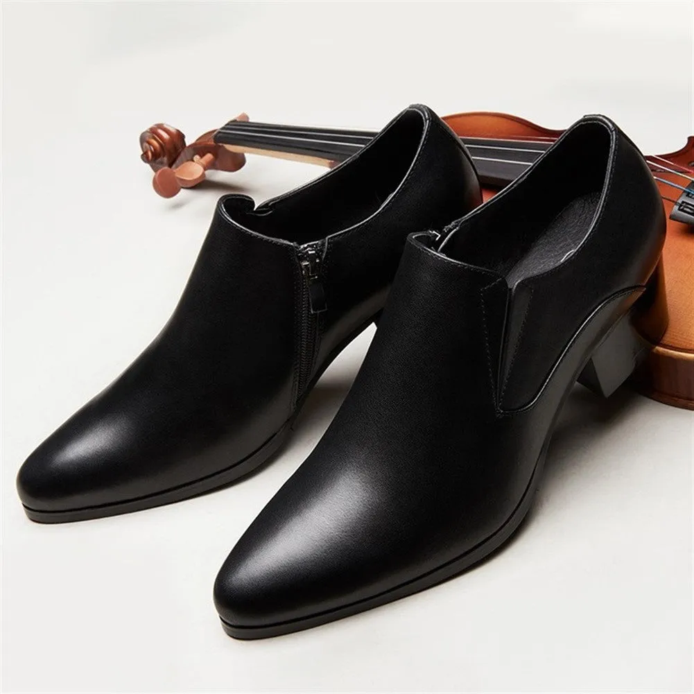 Men Solid Black High Heel Formal Shoes