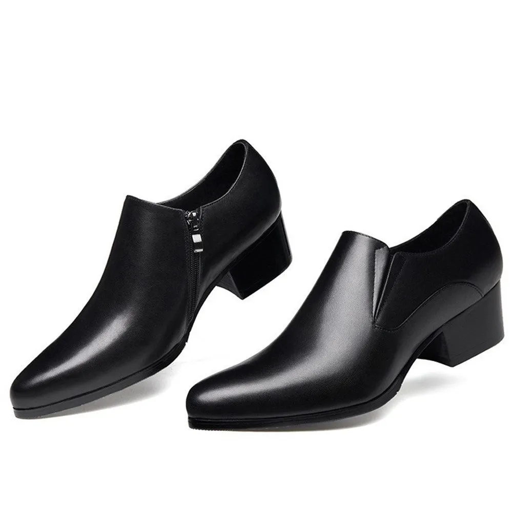 Men Solid Black High Heel Formal Shoes