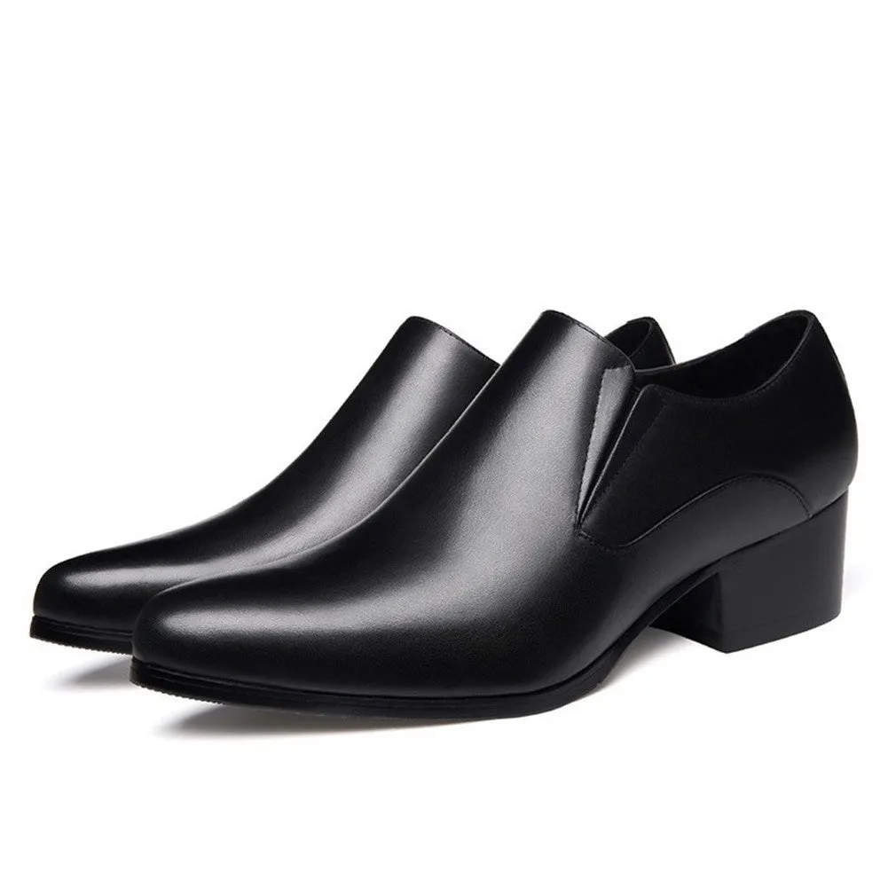 Men Solid Black High Heel Formal Shoes