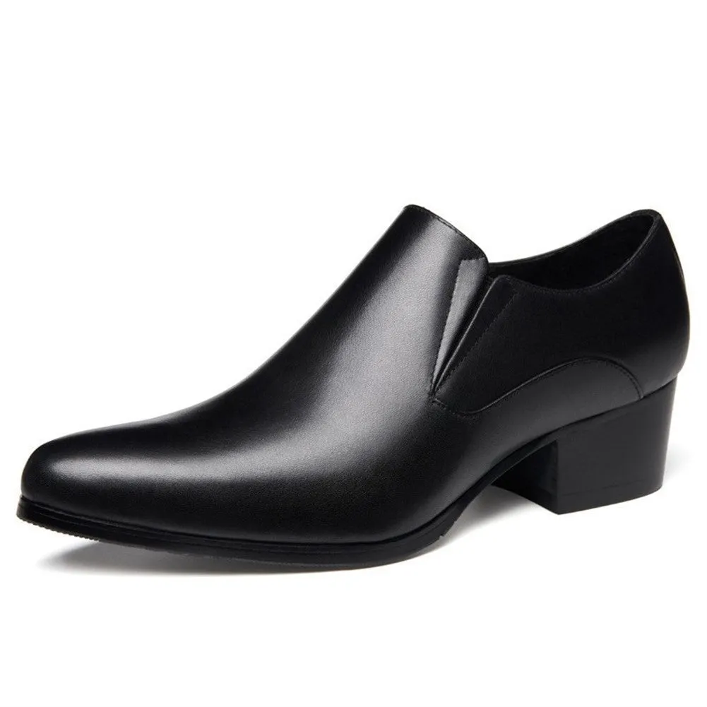 Men Solid Black High Heel Formal Shoes