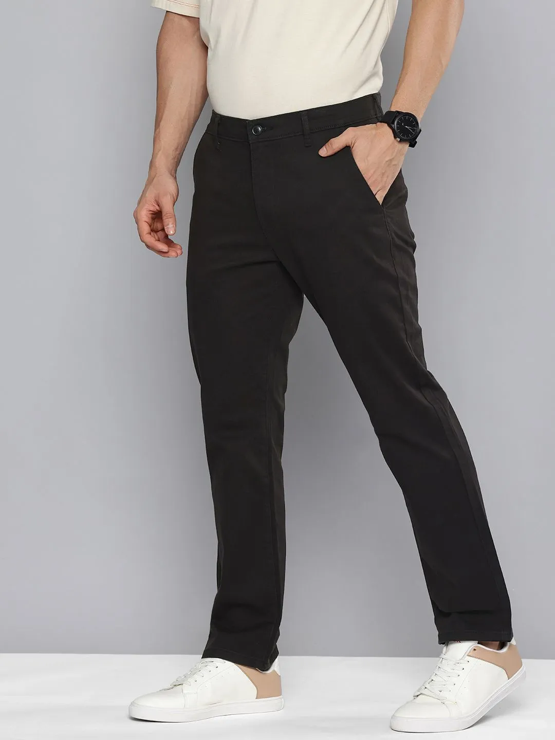 Men's Black Tapered Chinos