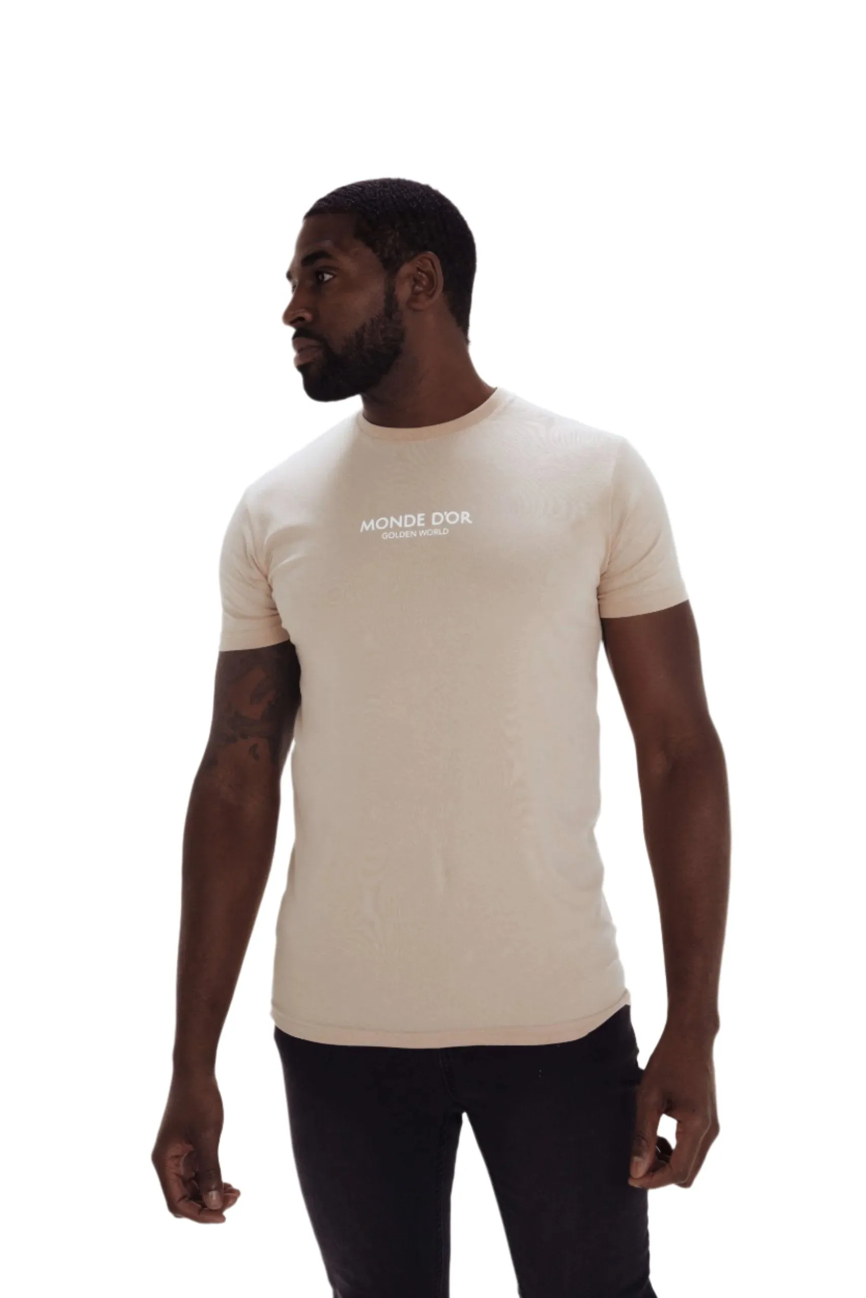 Men's Fitted Crew Neck Nude T-Shirt