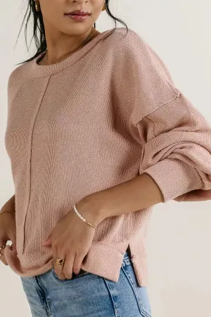 Mia Waffle Knit Top in Blush - FINAL SALE