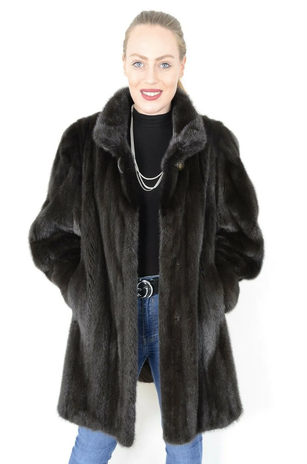 Mink Jacket with Mandarin Collar (Saga)