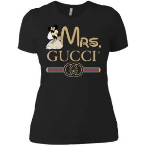 Mrs Minnie Gucci Couple Disney Shirt Valentine's Day T-shirt Women Cotton T-Shirt