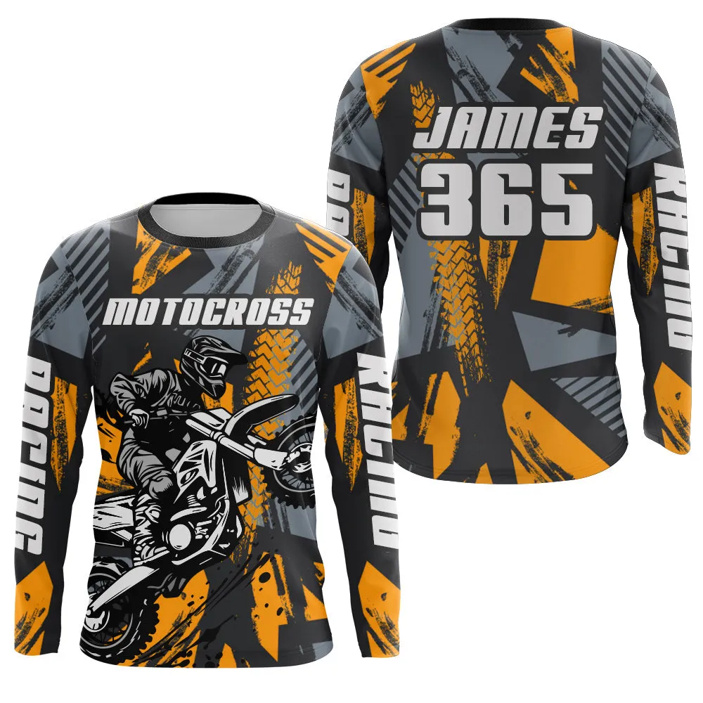 Multicolor Motocross 3D Long Sleeve Custom Name Number Dirt Bike Motorcycle Racing Shirt For Kid Men Women