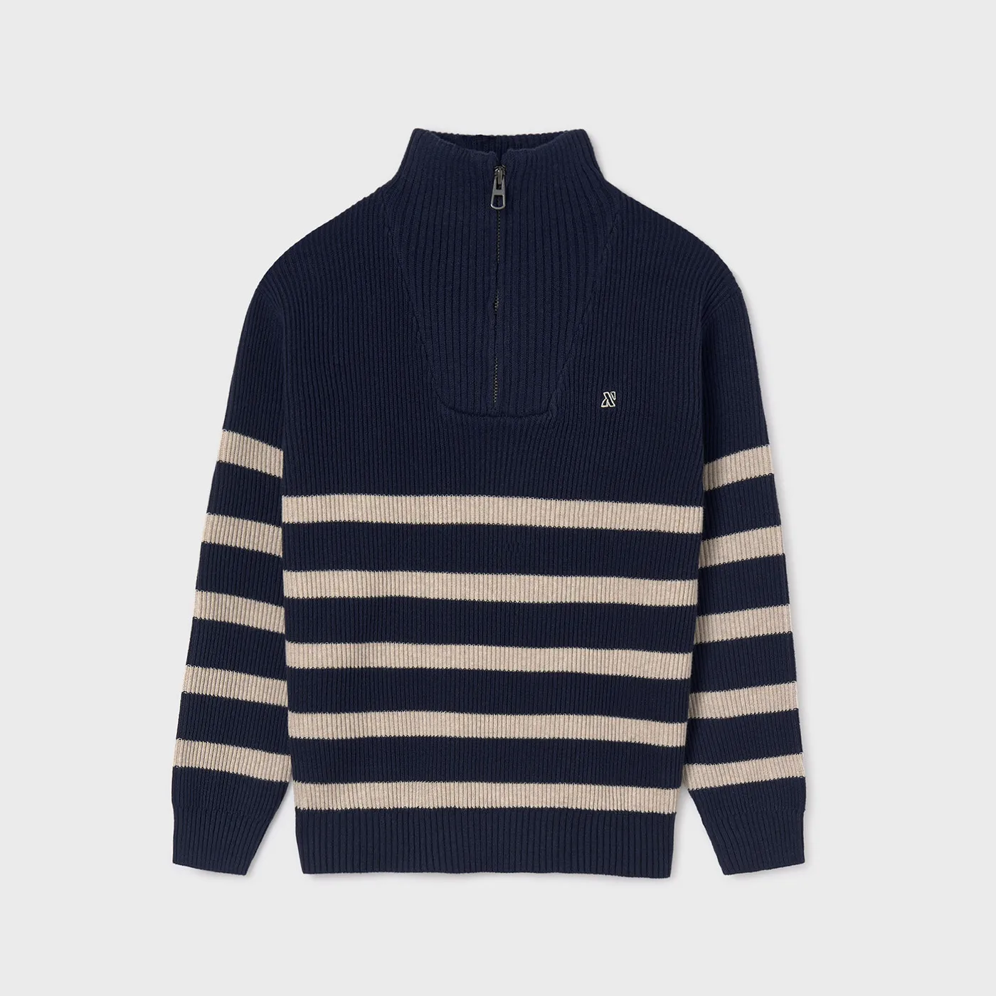 Navy Stripe Quarter Zip Sweater