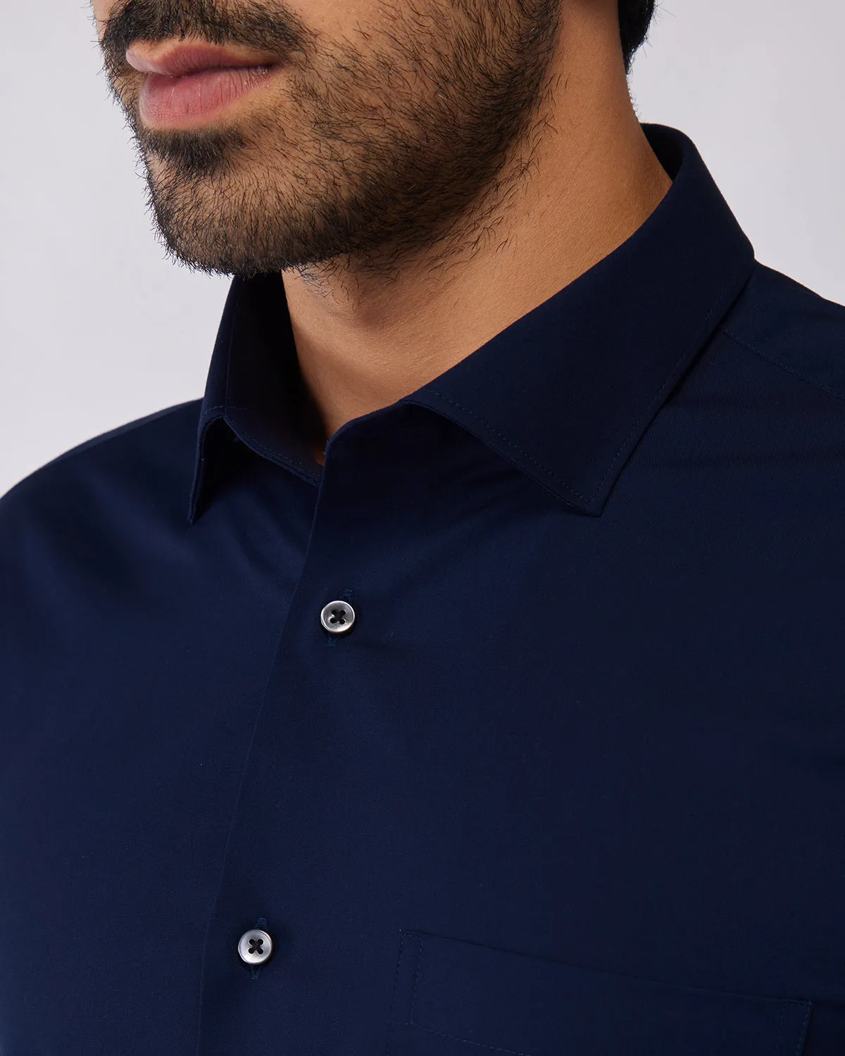 Navy Wrinkle Free Stretch Shirt