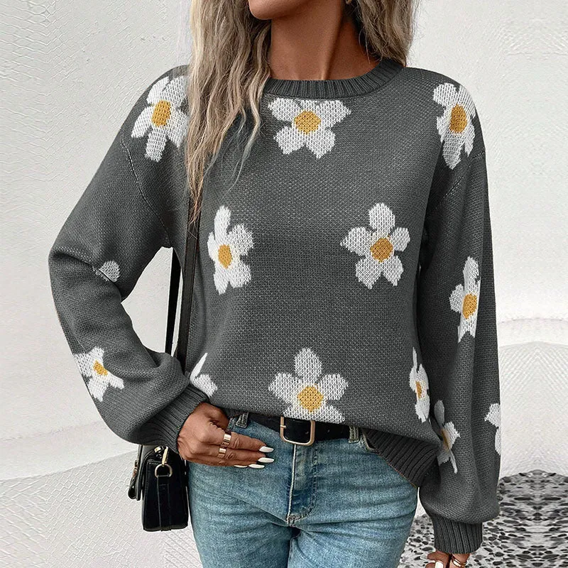 New Fashion Women's Long Sleeve Jacquard Sweater