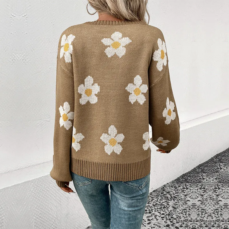 New Fashion Women's Long Sleeve Jacquard Sweater