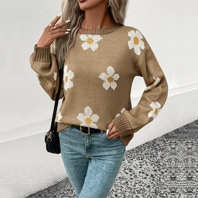 New Fashion Women's Long Sleeve Jacquard Sweater