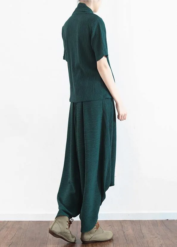 New original design green Tencel irregular head suit two-piece suit hanger pants