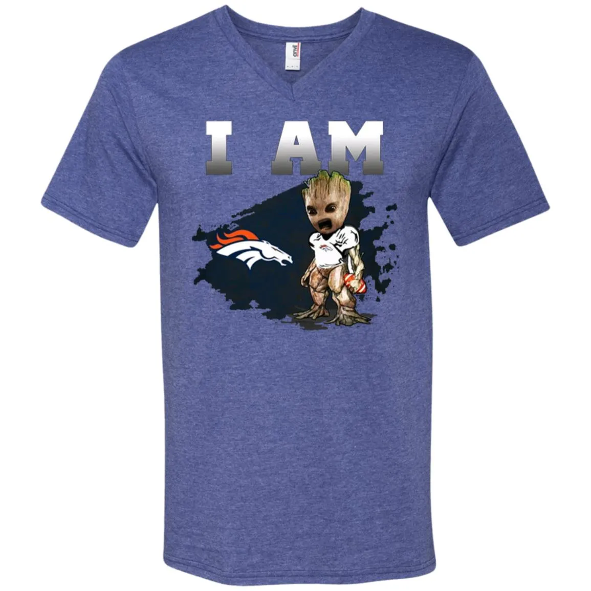 Nfl Denver Broncos I Am Groot T-shirt Men V-Neck T-Shirt