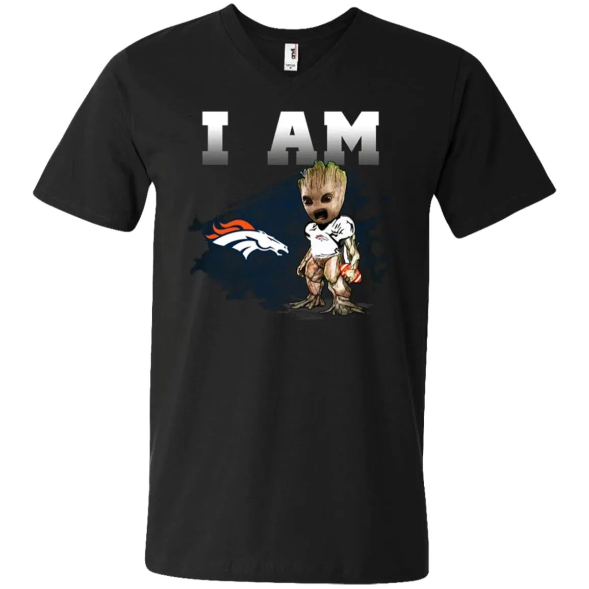 Nfl Denver Broncos I Am Groot T-shirt Men V-Neck T-Shirt