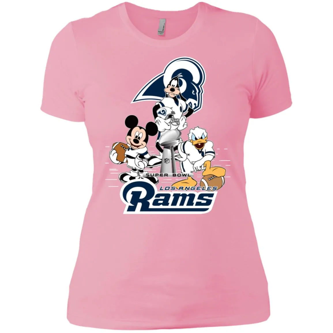 Nfl – Los Angeles Rams Donald Duck Goofy Mickey Mouse Super Bowl 2019 Football Women Cotton T-Shirt