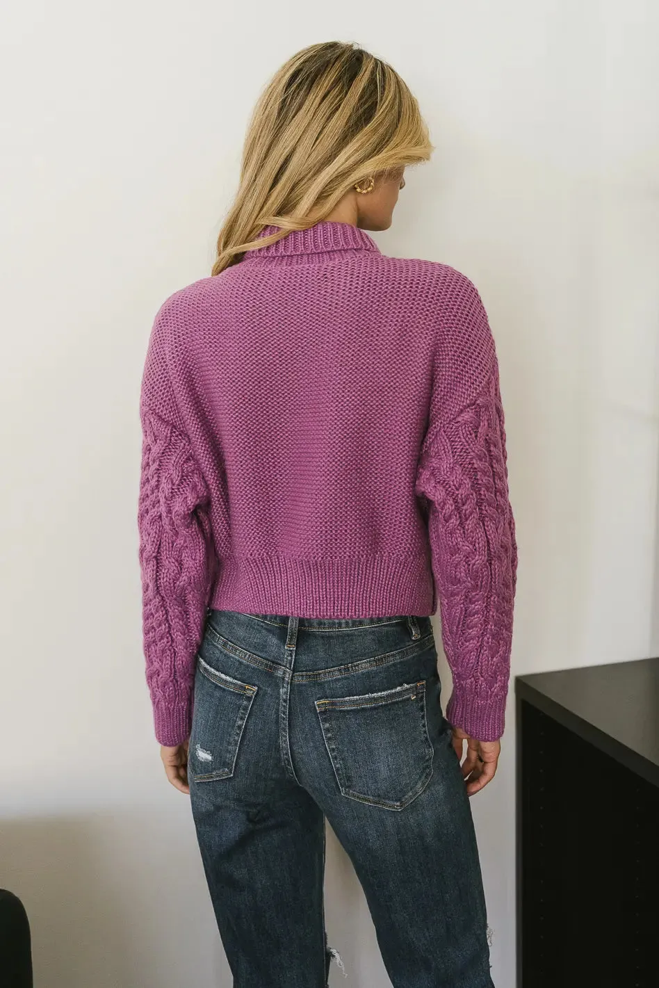 Noah Cable Knit Sweater in Purple