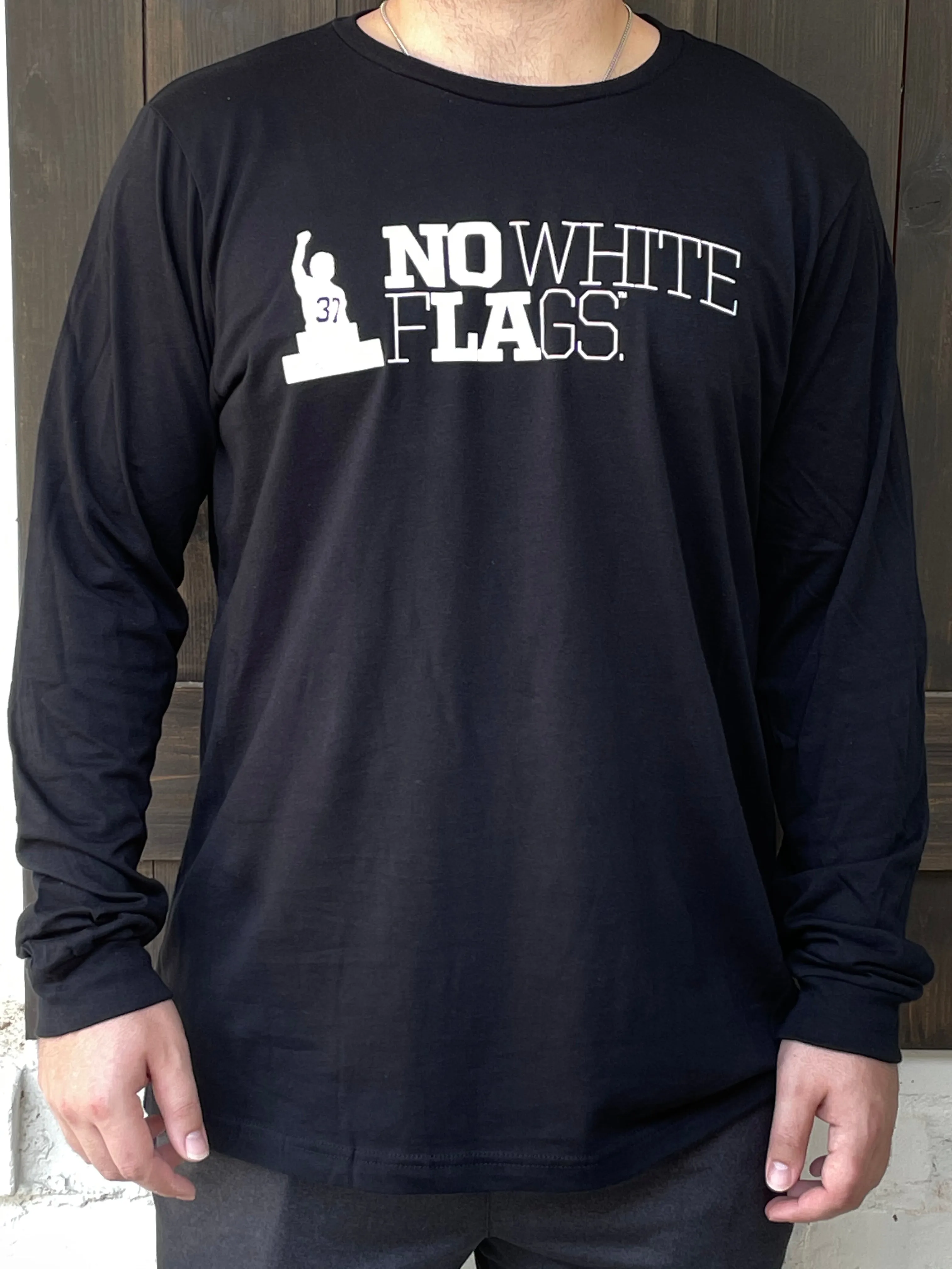 NOLA White Flags - Adult Black Long Sleeve