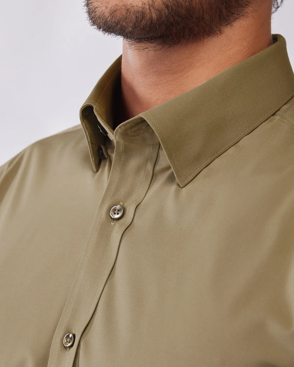 Olive Wrinkle Free Stretch Shirt