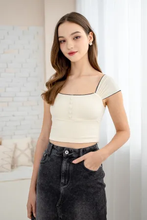 OLIVIA RIBBED TOP IN CREAM