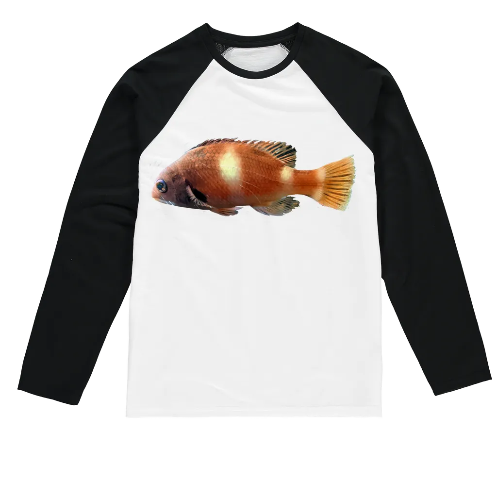 Orange Fish Sublimation Baseball Long Sleeve T-Shirt