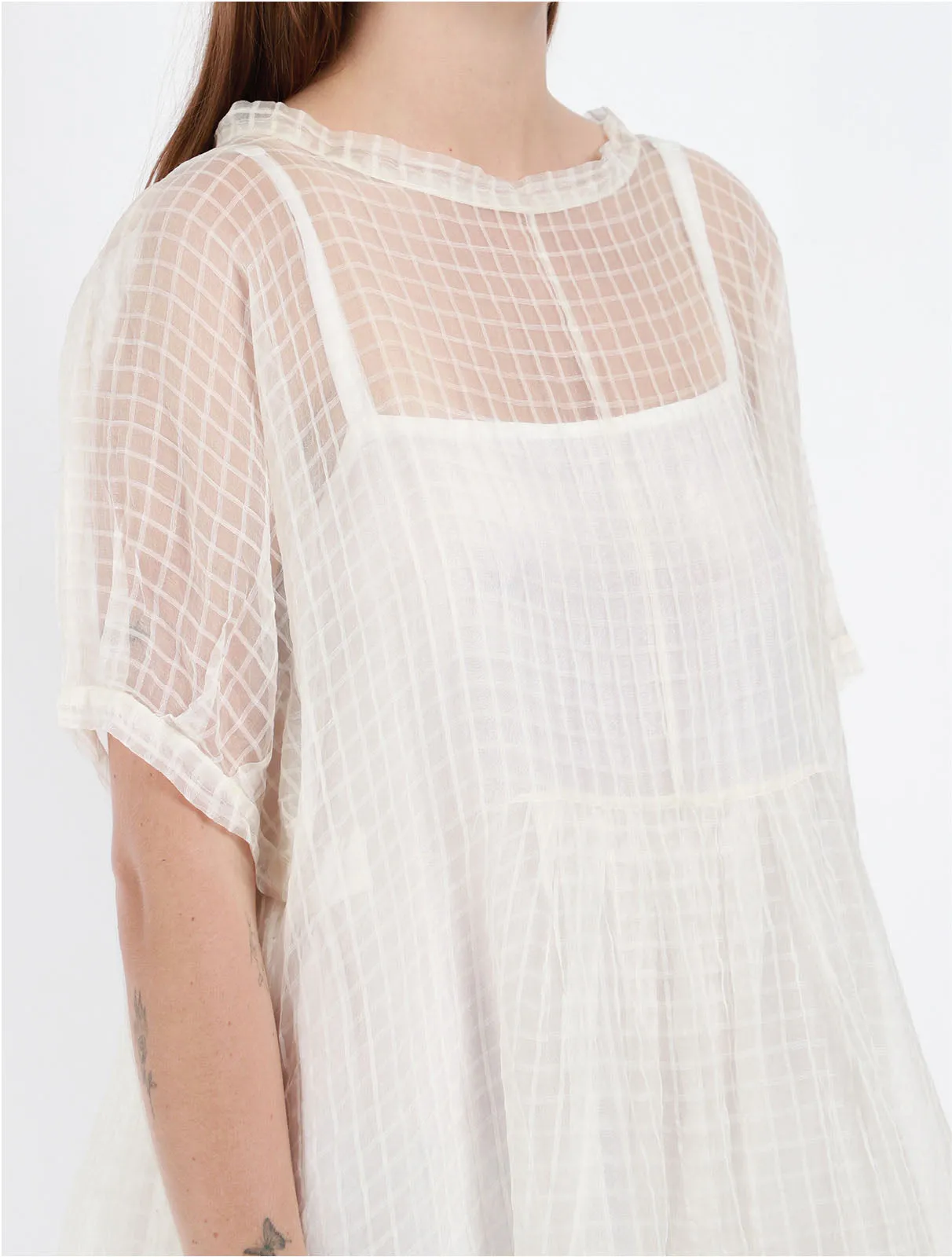 Organza Sheer Check Dress