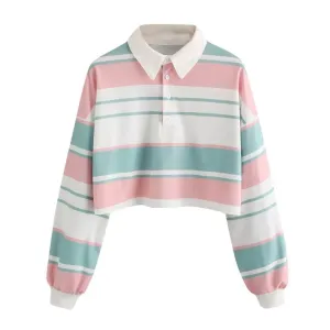 Pastel Striped Crop Sweatshirt