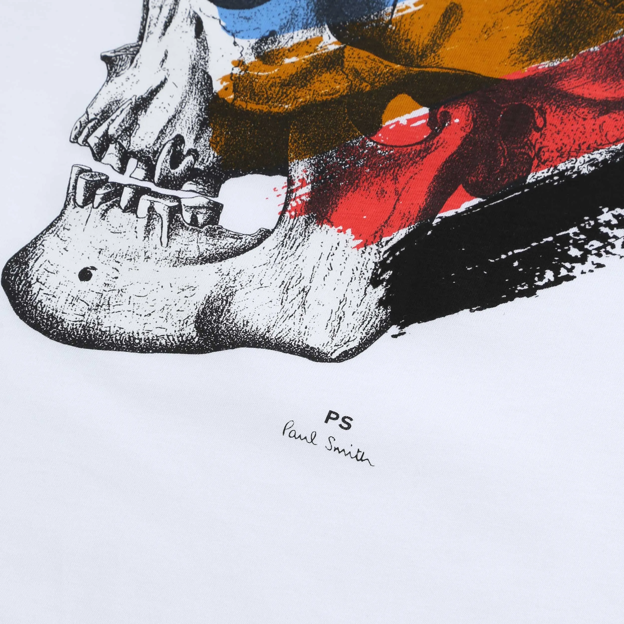 Paul Smith Stripe Skull T Shirt in White