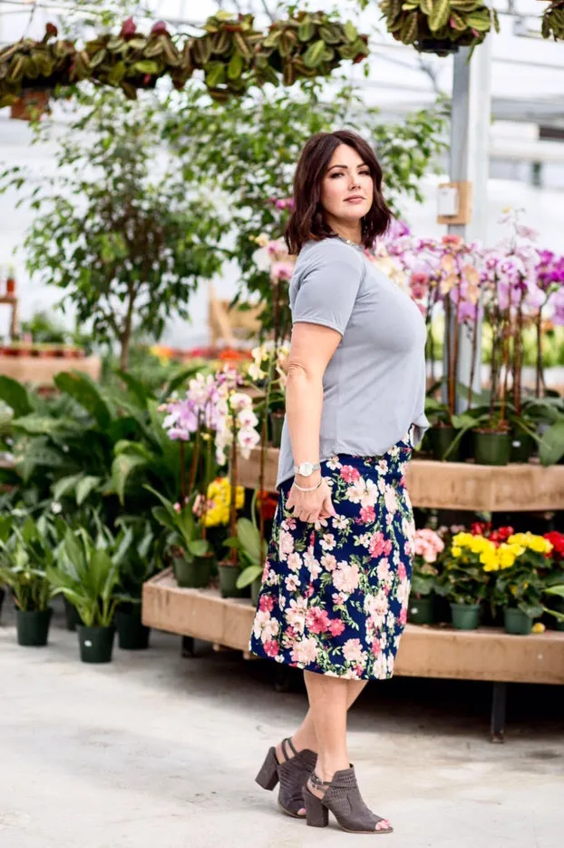 Pencil Skirt Navy Floral