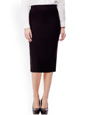 Purple Feather Black Pencil Skirt