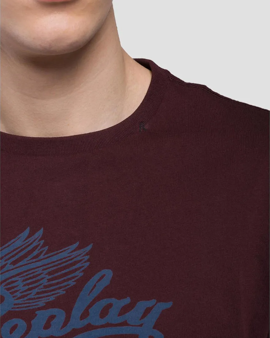 REPLAY M35972660 BURGANDY CREW T-SHIRT