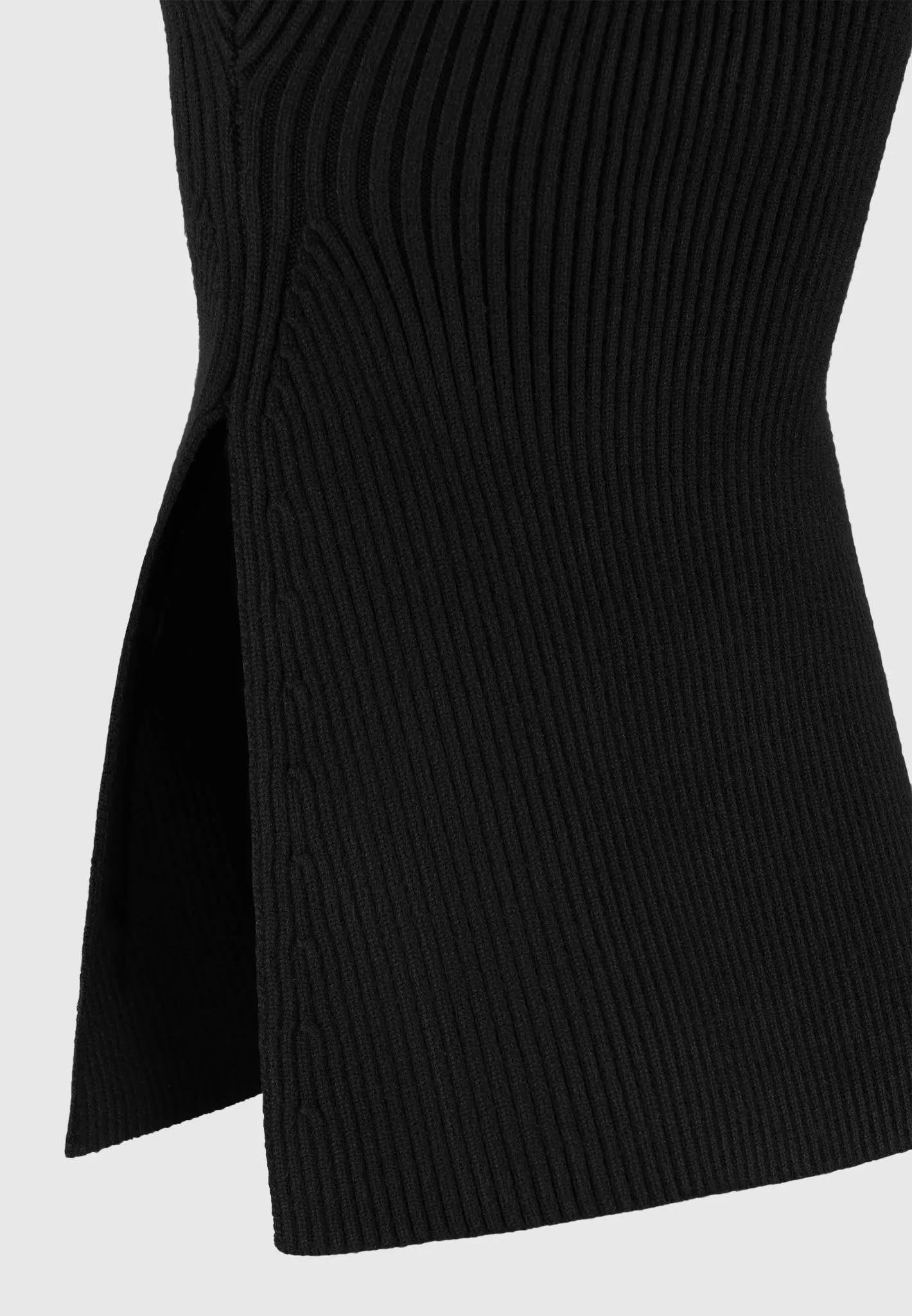 Rib Knit Longline Bandeau Top - Black