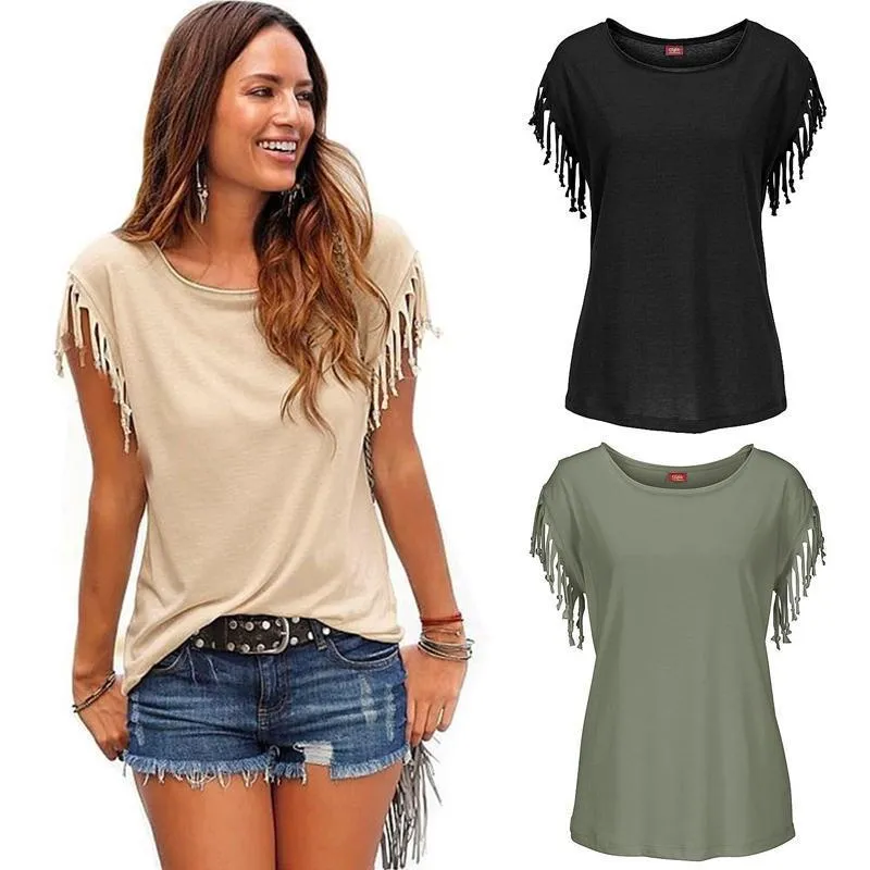 Round Collar Tassel T-shirt