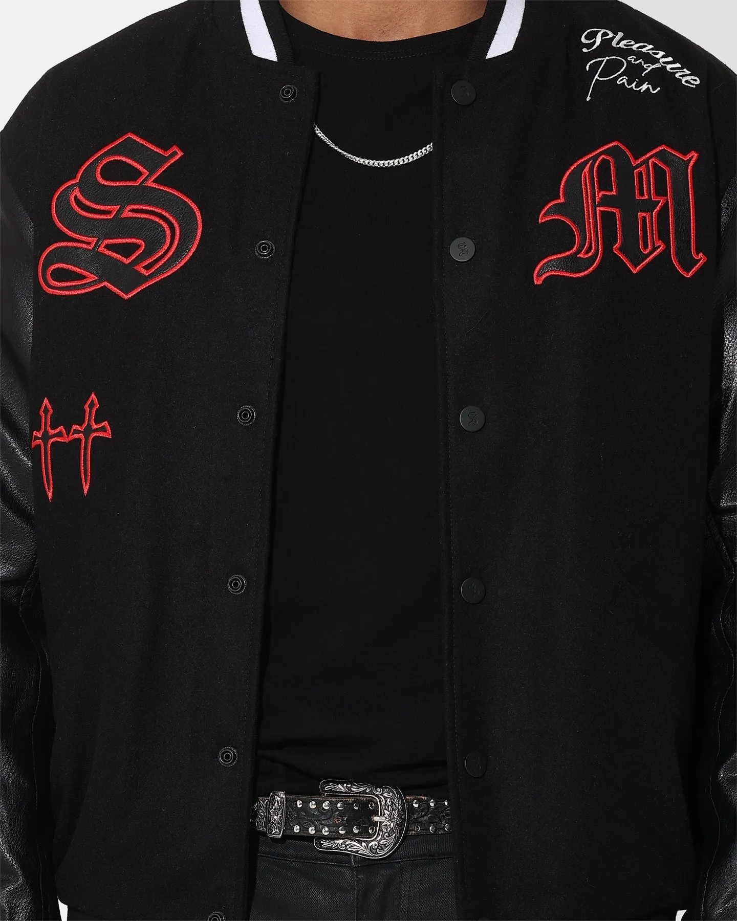 Saint Morta Graveyard Varsity Jacket Black/Red/White