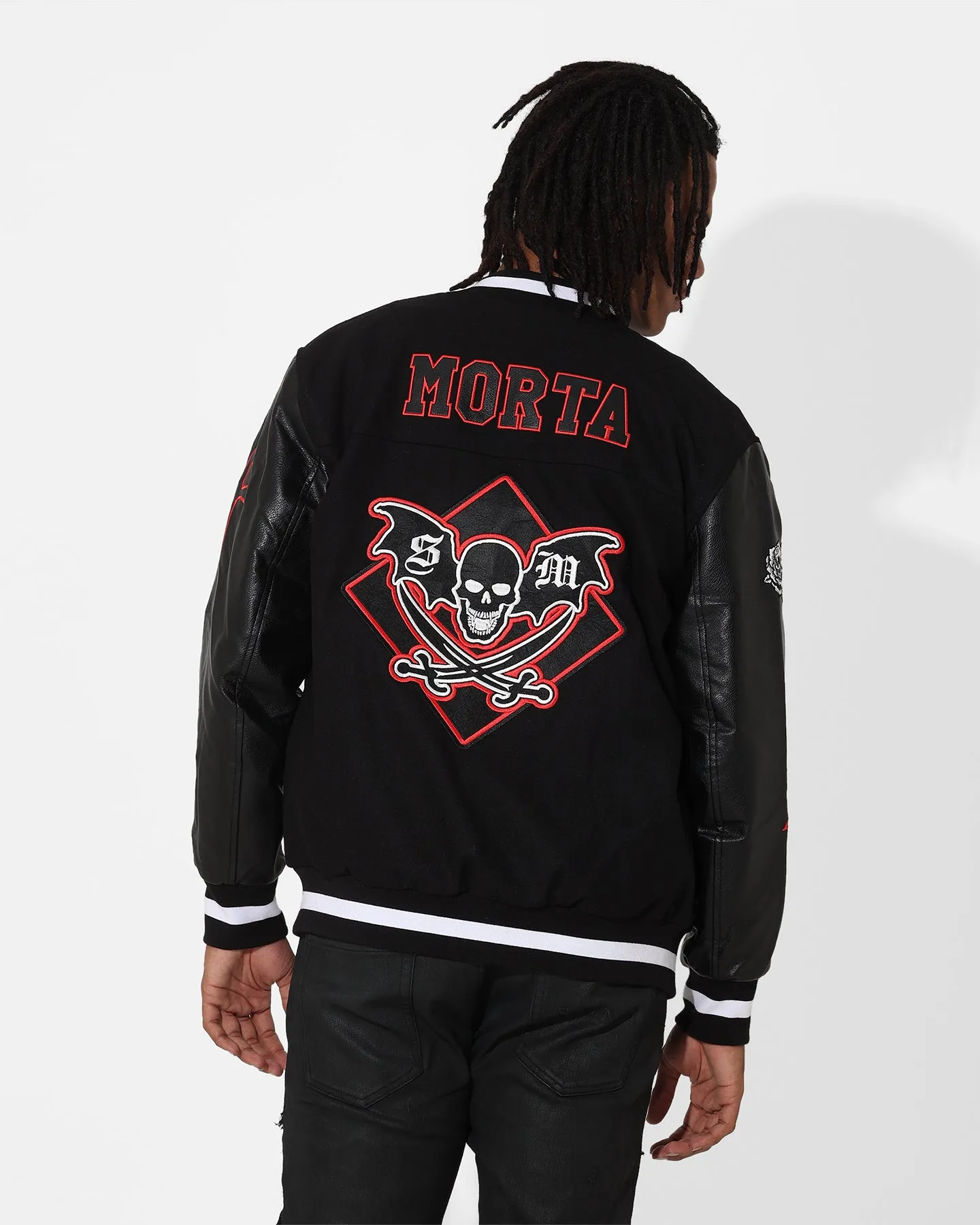 Saint Morta Graveyard Varsity Jacket Black/Red/White